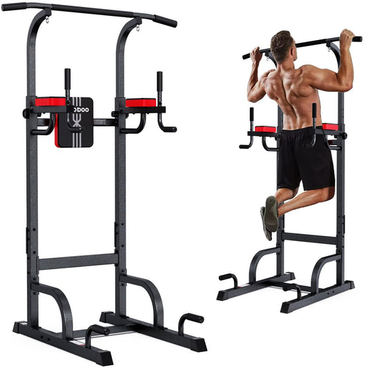 Body Champ Multifunction Power Tower Dip Station Pull up Bar Power Rack for Home Gym Strength Training Workout Equipment Max Weight 480Lbs