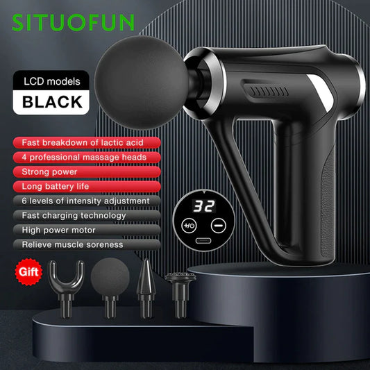 SITUOFUN Massage Gun 32 Levels Deep Tissue Neck Body Back Muscle Sport Electric Pistol Massager Exercise Relaxation Pain Relief